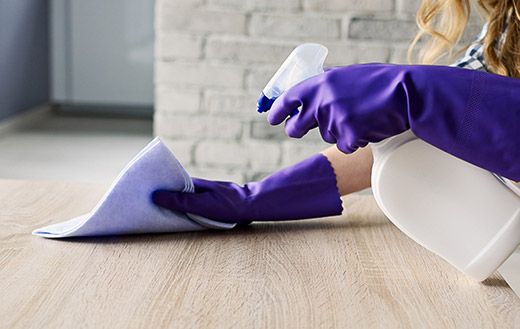 Espartero Mantenimientos Integrales mujer limpiando mesa